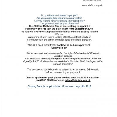 Pastoral Worker Advert