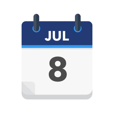 Calendar icon showing 8th July