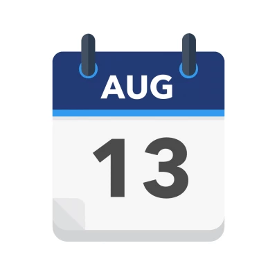 Calendar icon showing 13th August