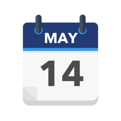 Calendar icon showing 14th May