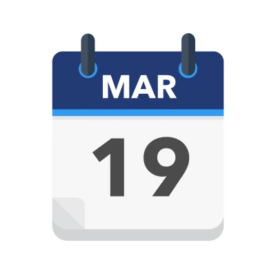 Calendar icon showing 19th March