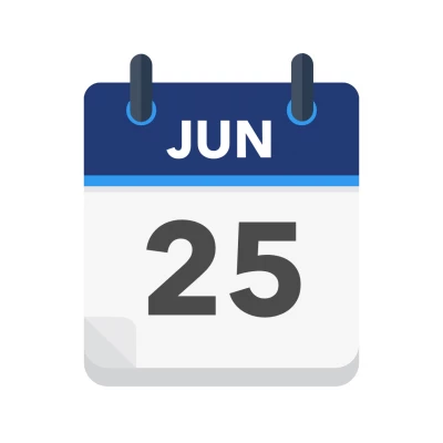 Calendar icon showing 25th June
